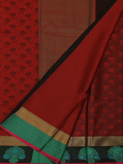 

Pothys Maroon & Green Jute Silk Woven Design Saree
