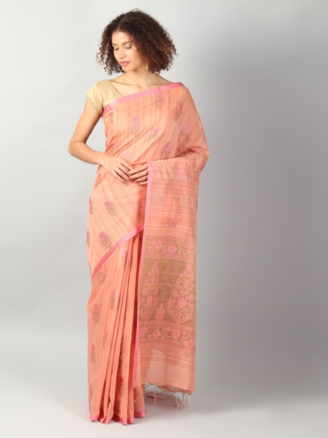 

EthnicRoom Peach-Coloured Jute Cotton Woven Design Banarasi Saree