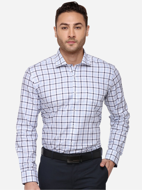 

JADE BLUE Men White Regular Fit Checked Formal Shirt