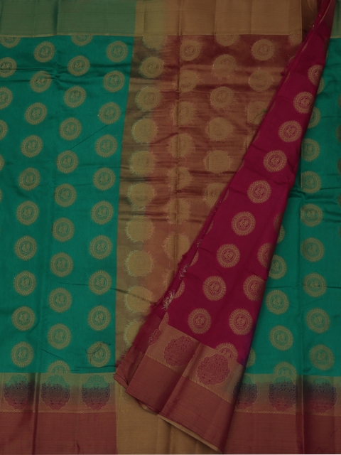 

Pothys Green & Red Jute Silk Woven Design Saree