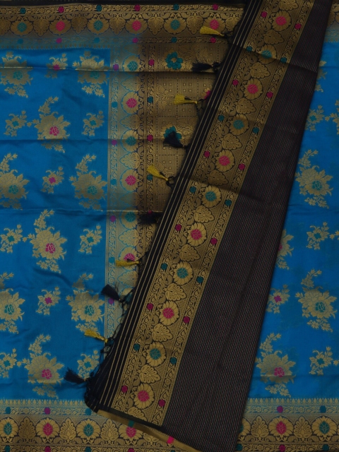 

Pothys Blue & Gold Jute Silk Woven Design Saree