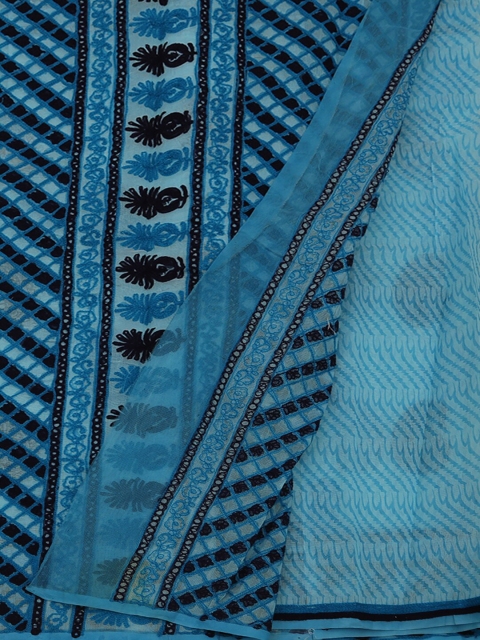 

Pothys Blue & Black Supernet Embroidered Saree