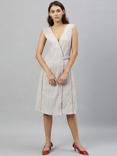 

RAREISM Women Grey Solid Wrap Dress