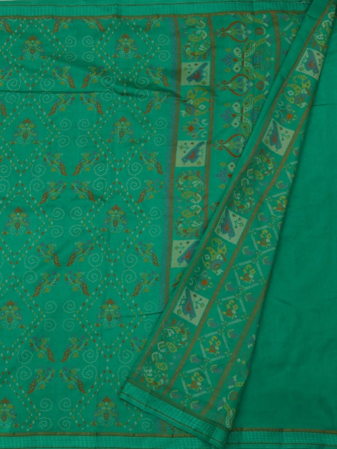 

Pothys Green & Off-White Jute Silk Printed Saree