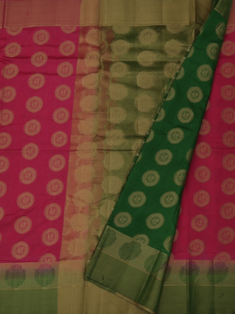 

Pothys Pink & Green Jute Silk Woven Design Saree