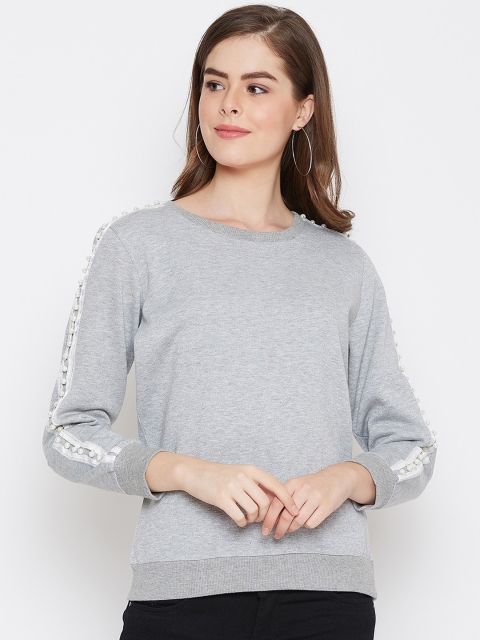 

Austin wood Women Grey & Off-White Solid Sweatshirt