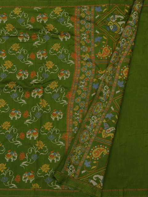 

Pothys Green Printed Jute Silk Saree