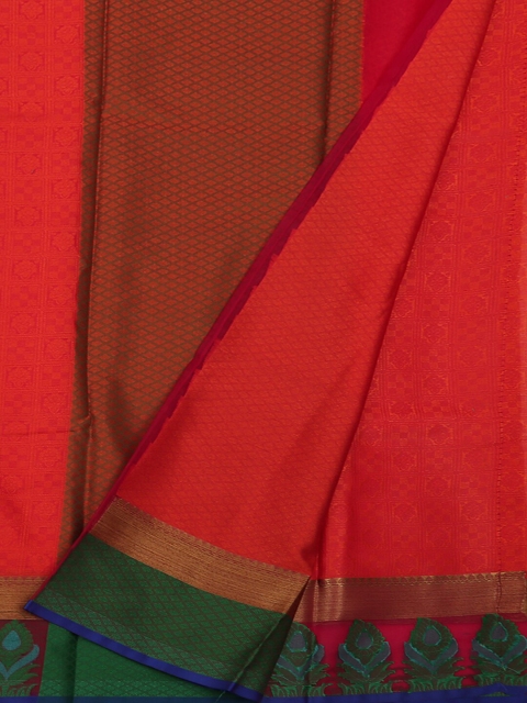 

Pothys Orange Woven Design Jute Silk Saree