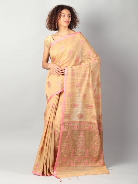 

EthnicRoom Beige Jute Cotton Woven Design Banarasi Saree