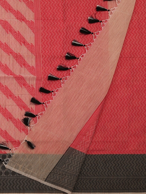 

Pothys Red & Cream-Coloured Supernet Woven Design Saree