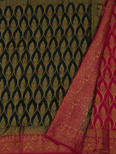 

Pothys Black & Pink Jute Silk Woven Design Saree
