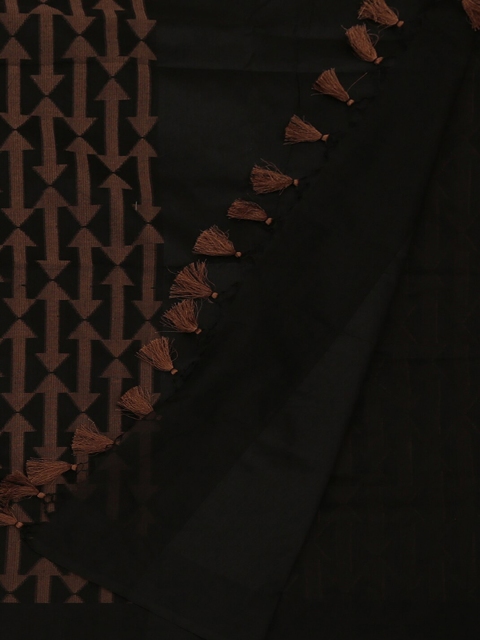 

Pothys Black & Orange Supernet Woven Design Saree