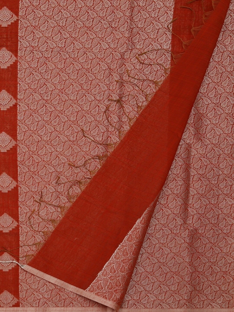 

Pothys Rust Orange Woven Design Cotton Blend Saree