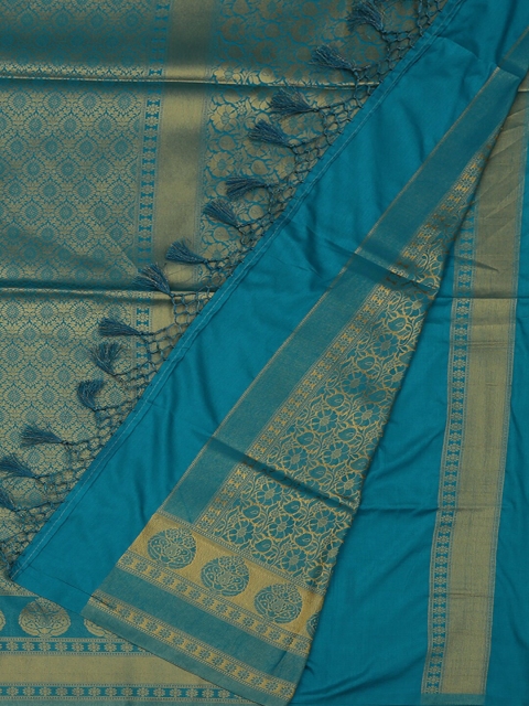 

Pothys Blue & Gold-Toned Art Silk Woven Design Saree