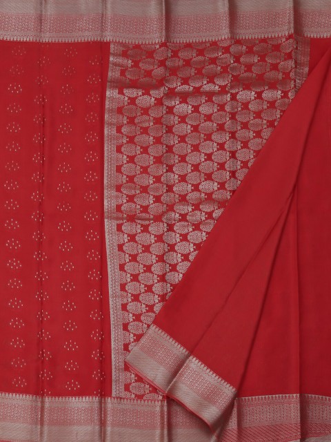 

Pothys Pink Pure Crepe Colourblocked Mysore Silk Saree