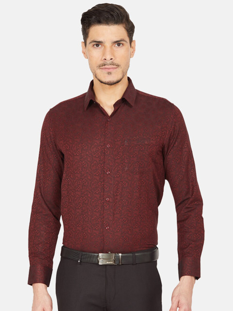 

Oxemberg Men Maroon Slim Fit Printed Casual Shirt