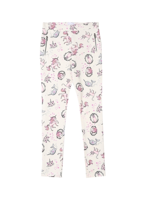 

The Childrens Place Girls Off-White Regular Fit Printed Treggings
