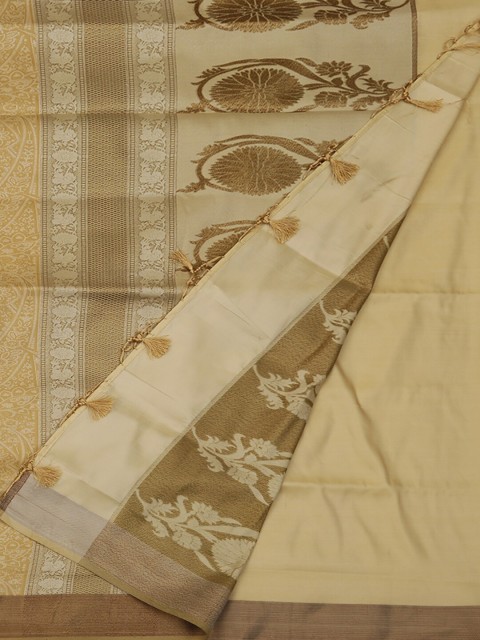 

Pothys Cream-Coloured & Maroon Art Silk Woven Design Saree