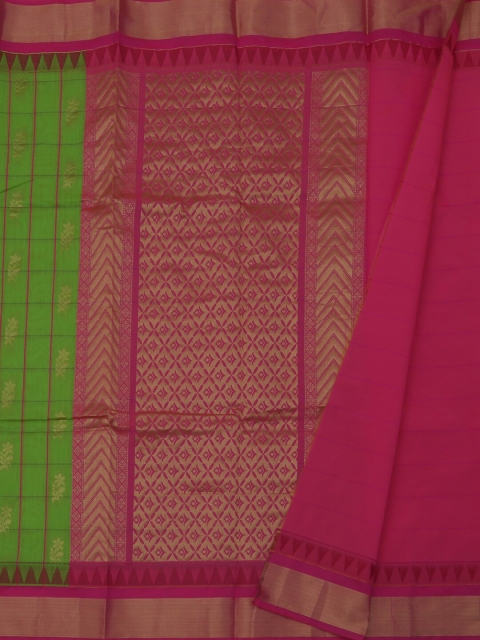 

Pothys Green & Pink Silk Cotton Woven Design Saree