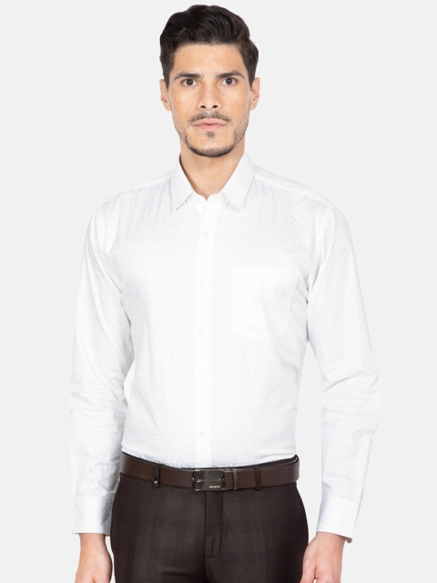 

Oxemberg Men White Slim Fit Printed Formal Shirt
