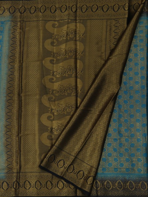 

Pothys Blue & Gold-Toned Jute Silk Woven Design Saree