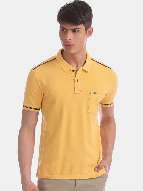 

Arrow Sport Men Yellow Solid Polo Collar Pure Cotton T-shirt