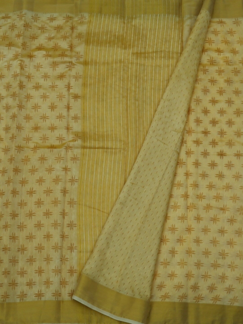 

Pothys Cream-Coloured & Gold-Toned Jute Silk Woven Design Saree