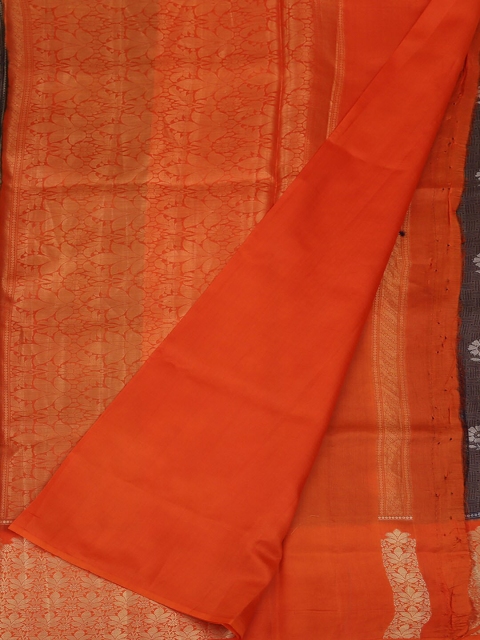 

Pothys Orange & Violet Jute Silk Woven Design Saree