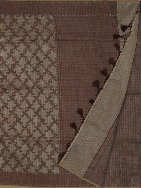 

Pothys Cream-Coloured & Brown Jute Cotton Woven Design Saree