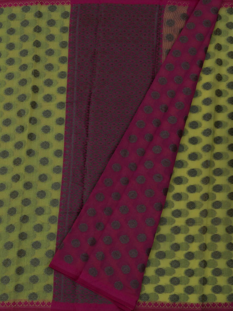 

Pothys Yellow & Magenta Cotton Blend Woven Design Saree