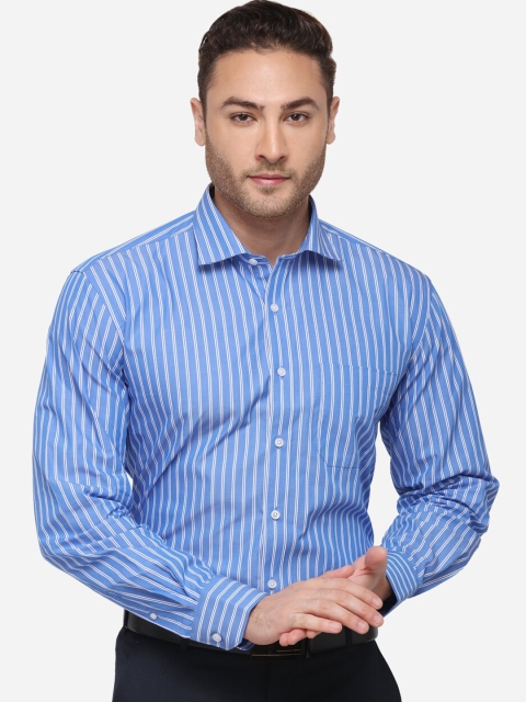 

JADE BLUE Men Blue & Off-White Regular Fit Striped Formal Shirt