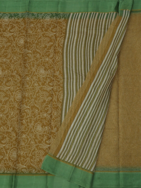 

Pothys Green & Yellow Jute Silk Printed Saree