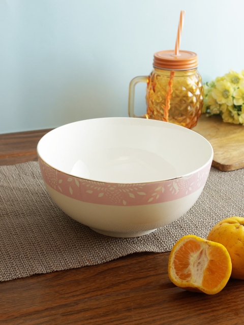 

HomeTown White Printed Ceramic Serving Bowl