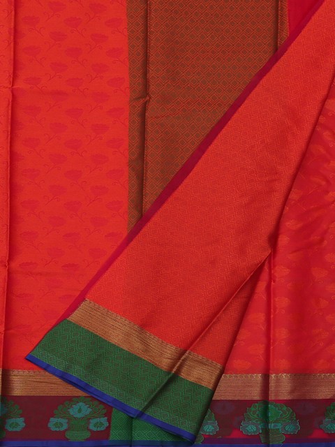 

Pothys Orange Woven Design Jute Silk Saree