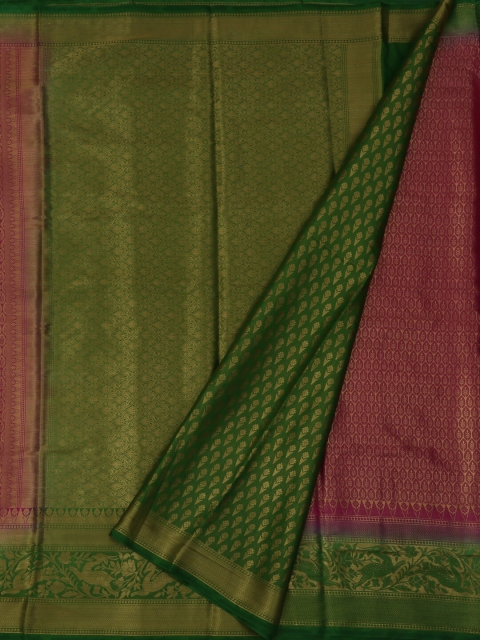 

Pothys Violet & Green Jute Silk Woven Design Saree