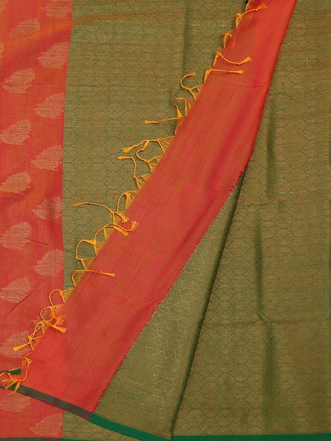 

Pothys Orange & Green Cotton Blend Woven Design Saree