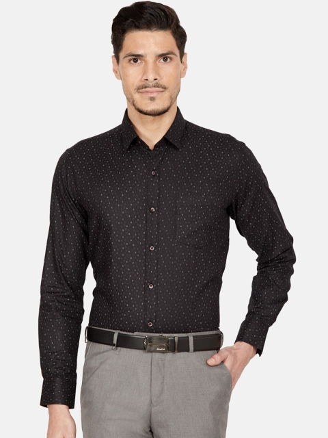 

Oxemberg Men Black Slim Fit Printed Formal Shirt