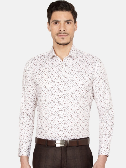 

Oxemberg Men White & Brown Slim Fit Printed Formal Shirt