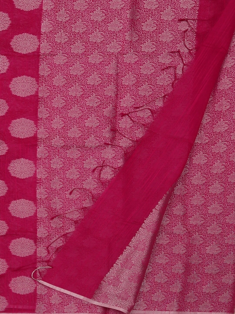 

Pothys Pink & Silver-Toned Cotton Blend Printed Saree