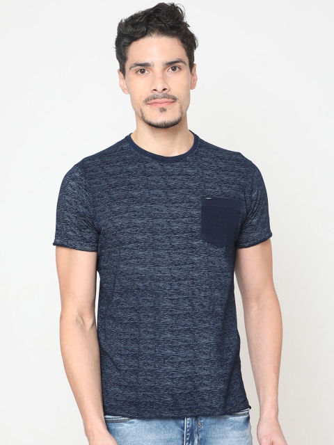 

Oxemberg Men Blue Printed Round Neck Pure Cotton T-shirt