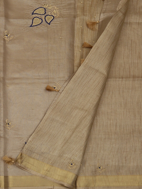

Pothys Beige & Gold-Coloured Art Silk Woven Design Saree