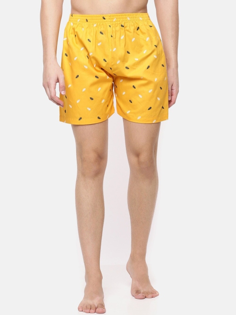 

Cross Court Men Yellow & Black Printed Pure Cotton Boxers