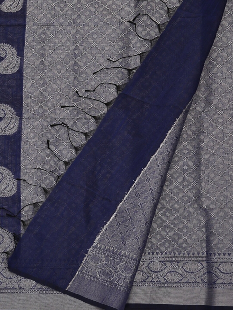 

Pothys Navy Blue & Grey Cotton Blend Woven Design Saree