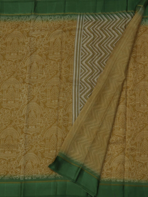 

Pothys Green & Yellow Jute Silk Printed Saree