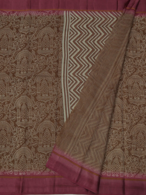 

Pothys Brown & Off-White Jute Silk Printed Saree