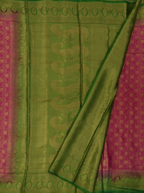 

Pothys Pink & Green Jute Silk Woven Design Saree