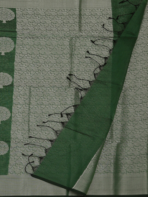 

Pothys Green & Silver-Coloured Supernet Woven Design Saree