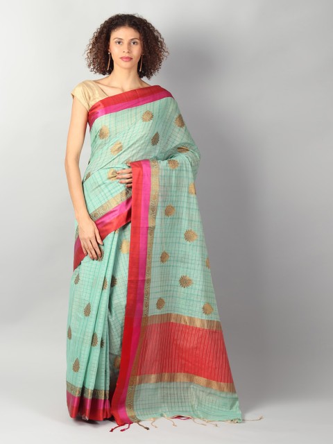 

EthnicRoom Green Silk Cotton Woven Design Banarasi Saree
