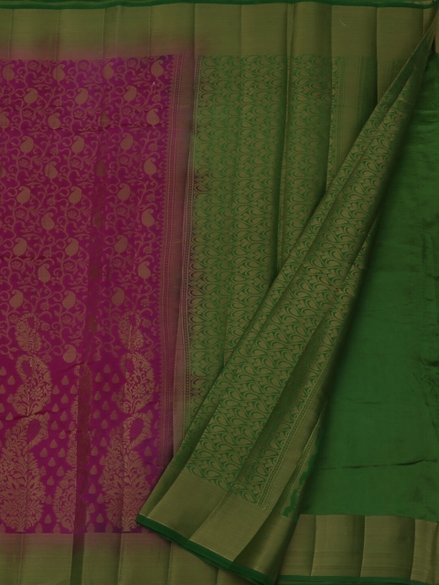 

Pothys Pink & Green Jute Silk Woven Design Saree