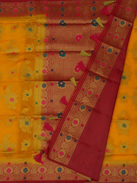 

Pothys Yellow Woven Design Jute Silk Saree